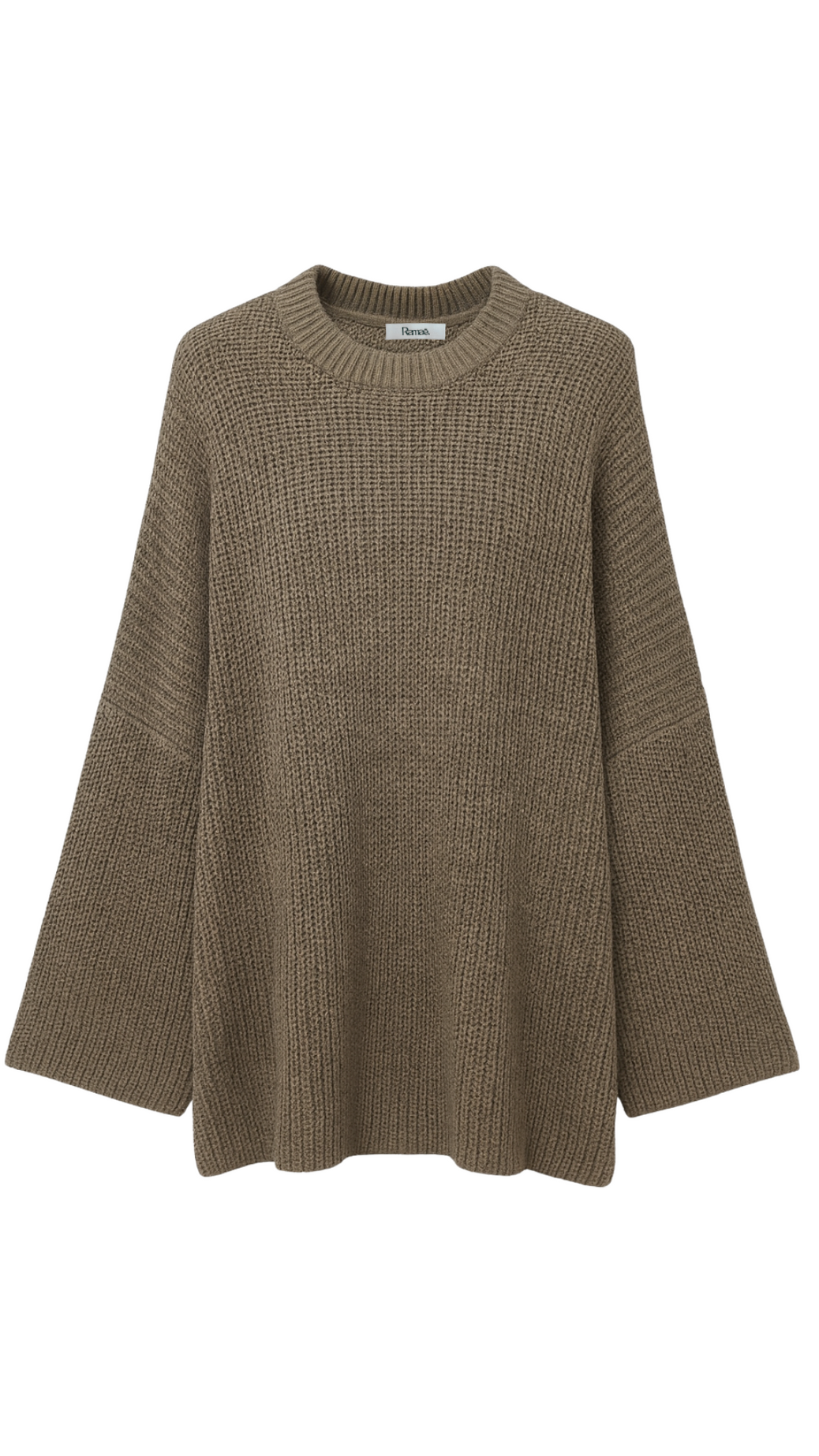 Taupe Oversized Knit Sweater – Wide Sleeves