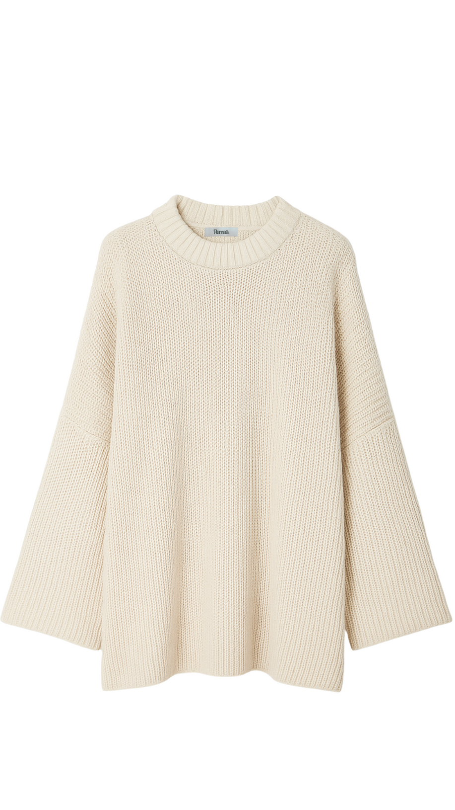 Beige Oversized Knit Sweater – Wide Sleeves