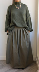 Pleated skirt kaki