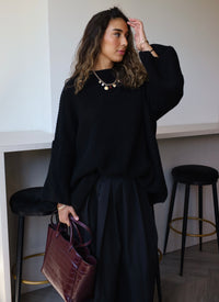 Black  Oversized Knit Sweater – Wide Sleeves