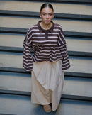 Pink -Striped polo shirt