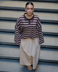 Pink -Striped polo shirt