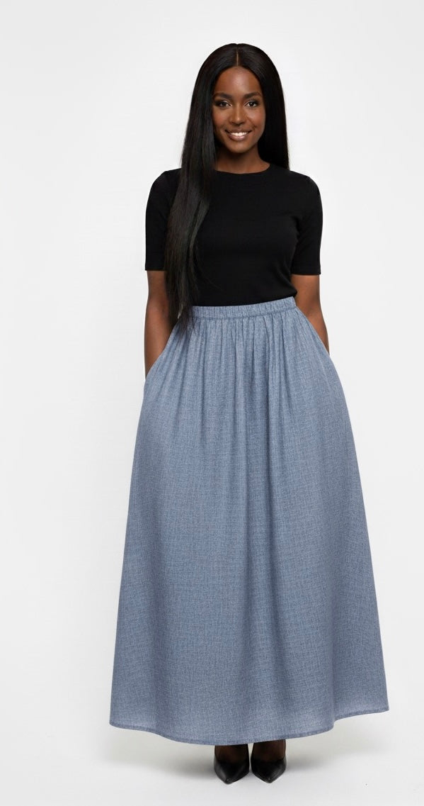 Linen effect skirt - bleue